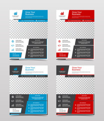 Modern business flyer design template set, vector illustration