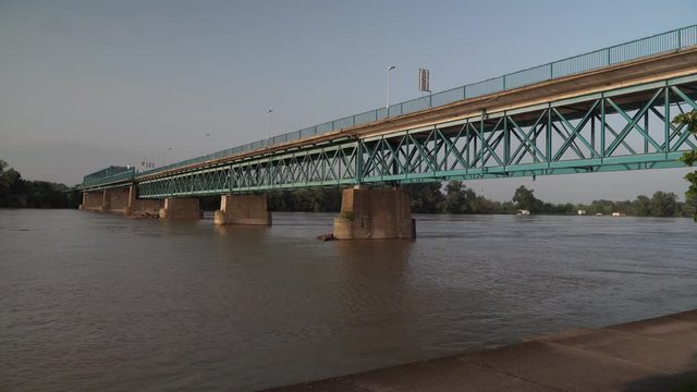 View of border crossing bridge that connects Bosnia and Croatia