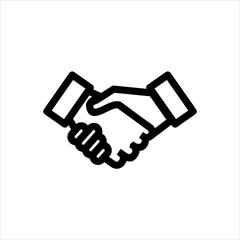 Hand shake or deal agreement Icon with flat line style icon for web site design, logo, app, UI isolated on white background