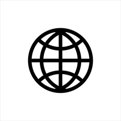 Globe internet Icon with flat line style icon for web site design, logo, app, UI isolated on white background