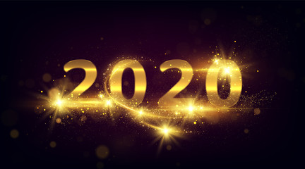 2020 Sparkling golden numbers. Festive new year background