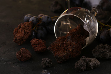 volcanic rock of Etna on a black background