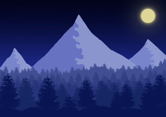 Night in the mountains. Beautiful landscape