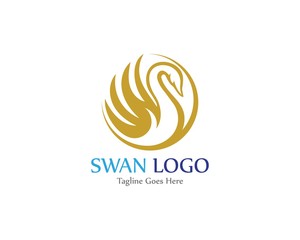 Swan logo simple icon template vector illustration creative design