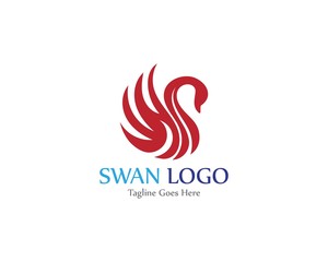 Swan logo simple icon template vector illustration creative design
