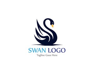 Swan logo simple icon template vector illustration creative design