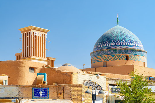 Windcatcher tower and dome of Seyed Rokn Addin Mausoleum, Yazd