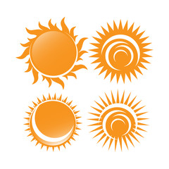 Fototapeta premium set of sunburst yellow orange sun vector icon logo illustrations
