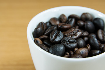 coffee seed on the wood table
