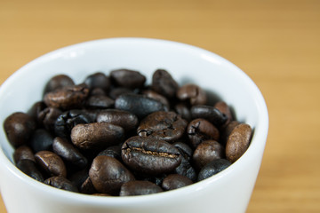 coffee seed on the wood table