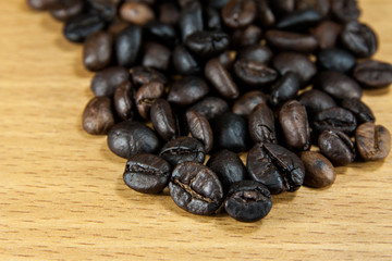 coffee seed on the wood table