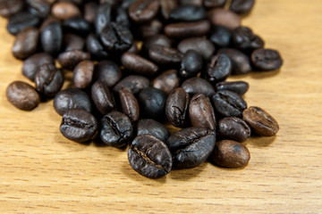 coffee seed on the wood table