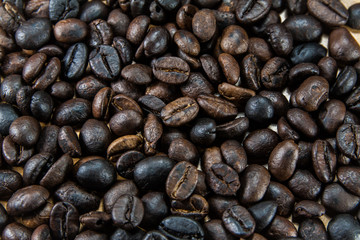 coffee seed on the wood table