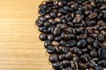 coffee seed on the wood table