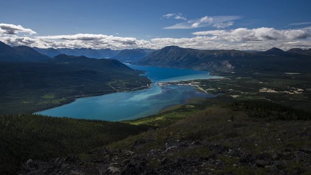 Vibrant blue lake northern Canada 4K time lapse