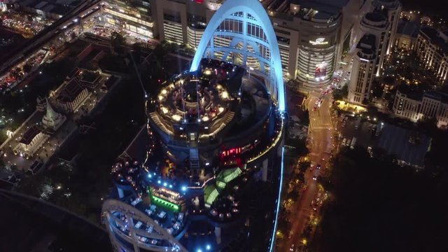 Siam and Rachathewi districts aerial views, rooftop bar, in Bangkok, Thailand