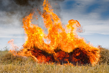 burning straw