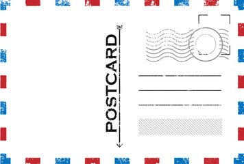 Blank vintage post card template with stamp.vector illustration