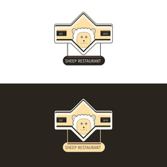 sheep restaurant logo, with emblem design vector