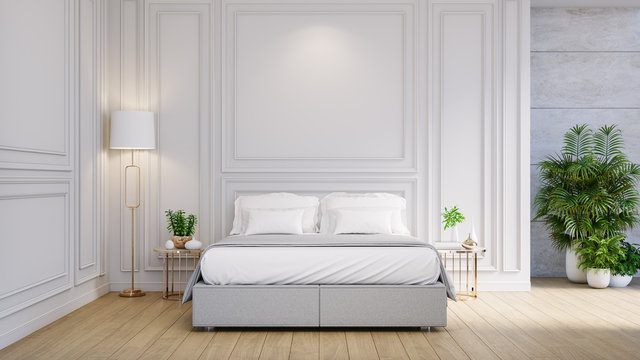 Master bedroom interior ,cozy space , modern classic design ,3d render © LEKSTOCK 3D