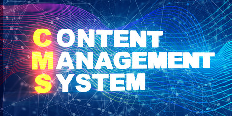 Acronym CMS - Content Management System. Business conceptual image. Neon bulb illumination