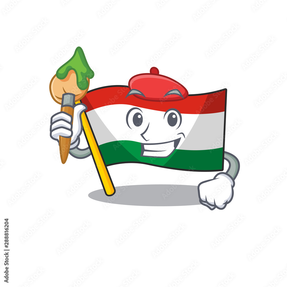 Poster Artist flag hungary mascot shaped on cartoon