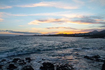 Coucher de soleil à Tenerife, La Tejita, Espagne