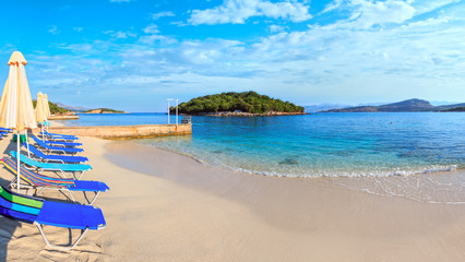 Summer morning Ksamil Beach, Albania.