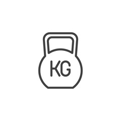 Weight kg line icon. linear style sign for mobile concept and web design. Gym Weight outline vector icon. Symbol, logo illustration. Vector graphics - obrazy, fototapety, plakaty