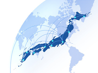 日本地図　日本経済　経済成長　ビジネスイメージ　グローバル　地図　世界販売