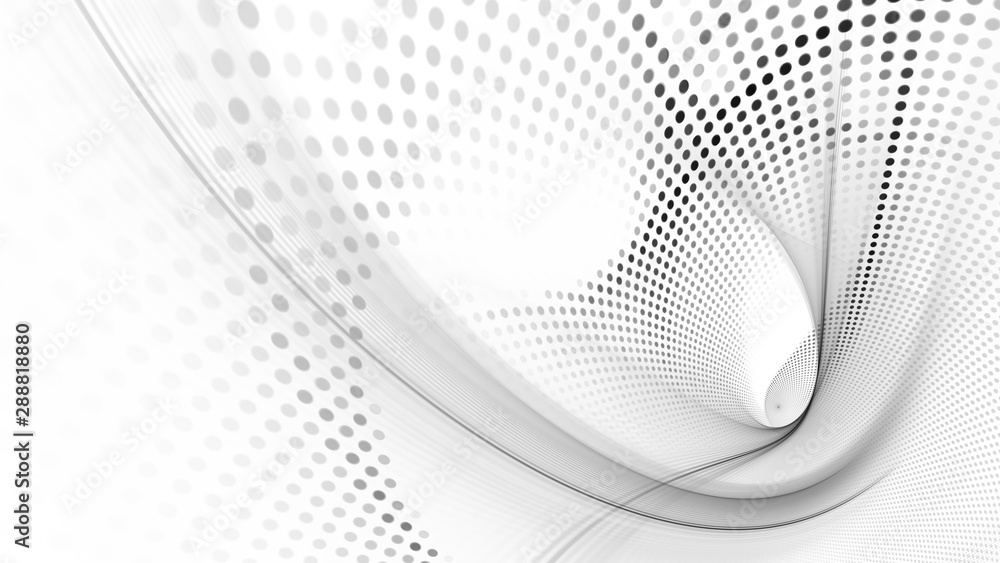 Poster Abstract background element. Fractal graphics series. Three-dimensional composition of dynamic curves and mosaic halftone effects. Wide format high resolution image. 3d illustration.