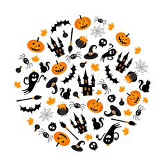 Halloween illustration. Set of elements. Vector illustration. Best banner for Halloween party