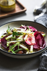 Kohlrabi ,Radish,Beetroot and Almond Salad with Poppy seed Vinaigrette