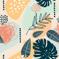 Creative contemporary trendy floral art seamless pattern
