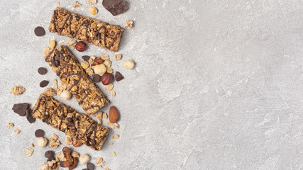 Granola bar with mix of nuts for healthy nutrition