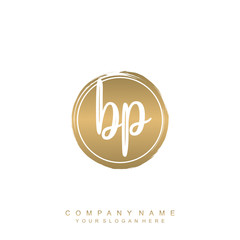 BP initials handwriting logo, with brush template and brush circle