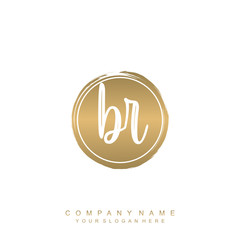 BR initials handwriting logo, with brush template and brush circle