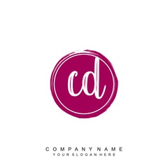 CD initials handwriting logo, with brush template and brush circle