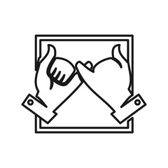 Rectangle Hand Commitment Teamwork Together Outline Logo