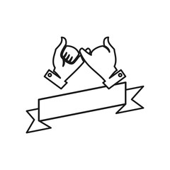 Ribbon empty hand Commitment Teamwork Together Outline Logo