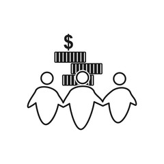 Coin Money Stack Commitment Teamwork Together Outline Logo