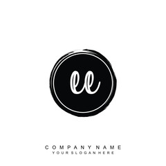 EE initials handwriting logo, with brush template and brush circle