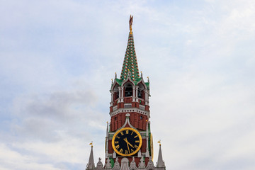 Spasskaya tower of Kremlin on Red Square in Moscow, Russia