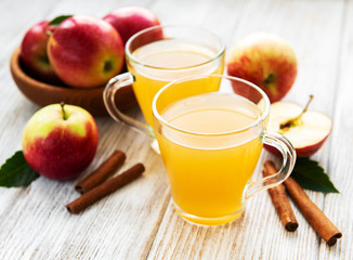Apple cider  with cinnamon sticks