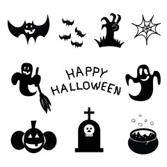 Obraz premium Set of silhouettes for celebrating Halloween.