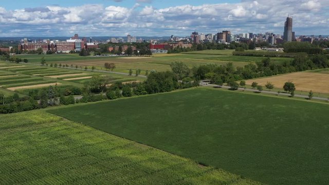 Aerial of Ottawa's Experimental Farm summer crops