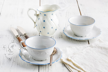 two cups for tea in a beautiful dish