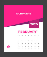 2020 Calendar - illustration. Template. Mock up Week starts Sunday