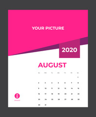 2020 Calendar - illustration. Template. Mock up Week starts Sunday