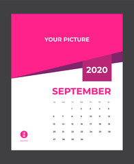 2020 Calendar - illustration. Template. Mock up Week starts Sunday